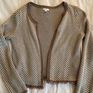 bp mauve purple and cream open front sweater